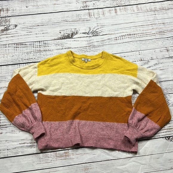 Madewell Striped Gladwell Balloon-Sleeve Pullover Sweater size xs - Picture 2 of 6
